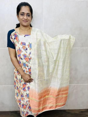 Printed Chanderi silk top with soft silk dupatta
