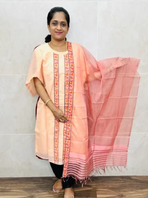 Ready to wear Premium Linen cotton top (with lining) paired with organza dupatta