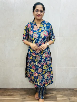 Printed Jaipur cotton top (straight cut) paired with printed cotton bottom
